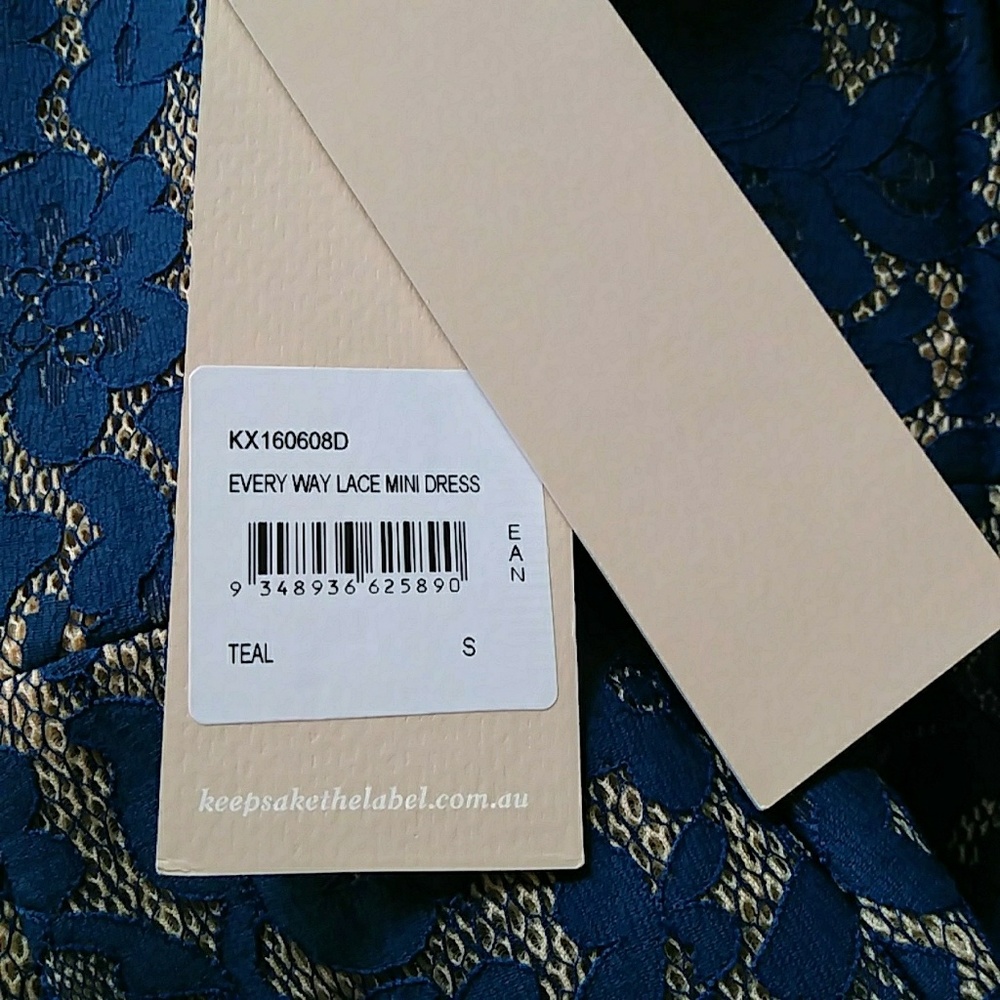 NWT Revolve KEEPSAKE the Label Every Way Lace Dress Blue Strapless S - Picture 7 of 8